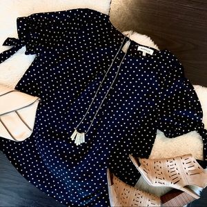 Monteau Polka Dotted Short Sleeved Blouse